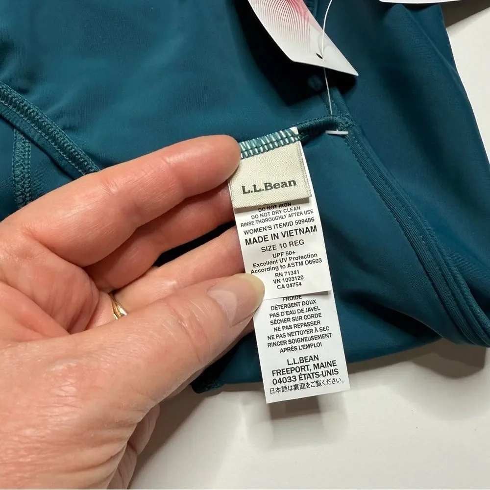 NWT LL Bean UPF 50+ UV Protection Lycra Swim Shorts Athletic Deepwater Blue 10